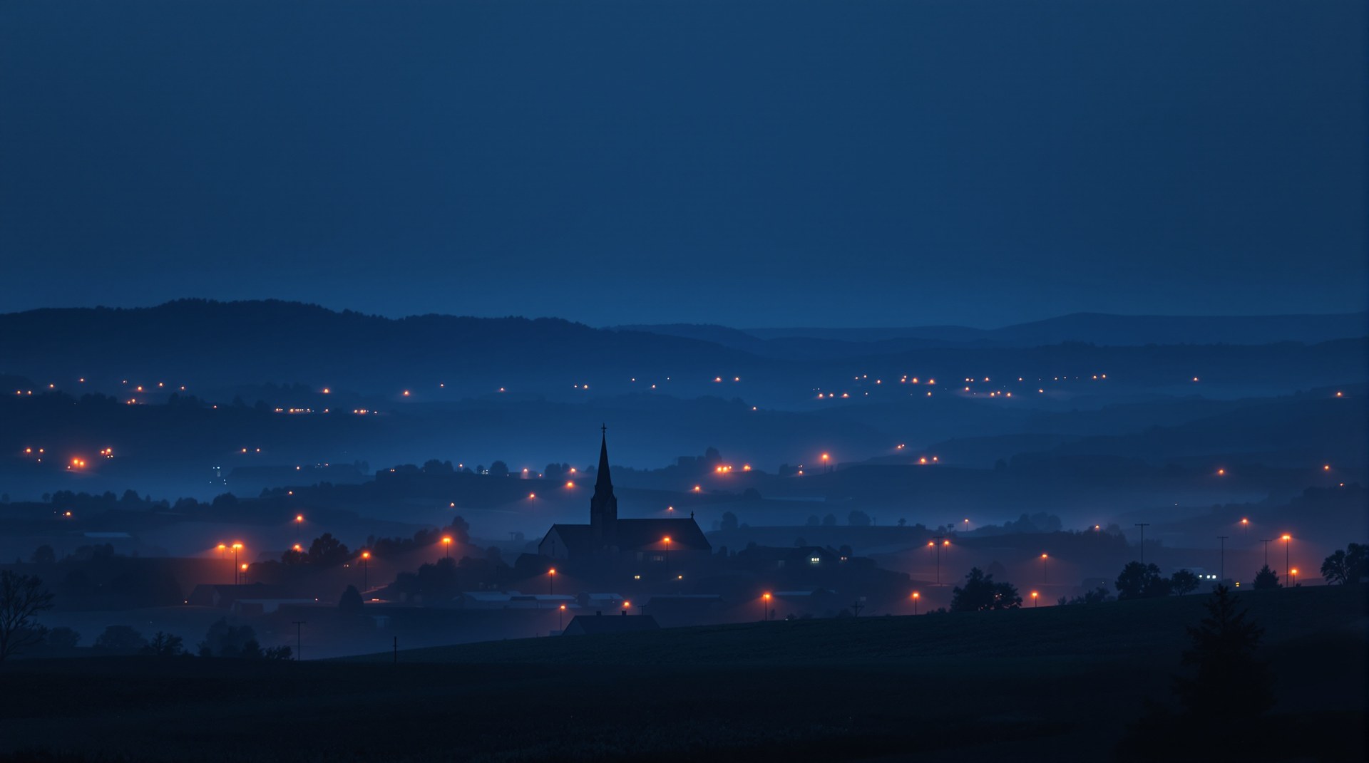 Webdesign Lüdenscheid Ratgeber — Sauerland-Stadt im Blue Hour | Peakweb Webdesign Sauerland